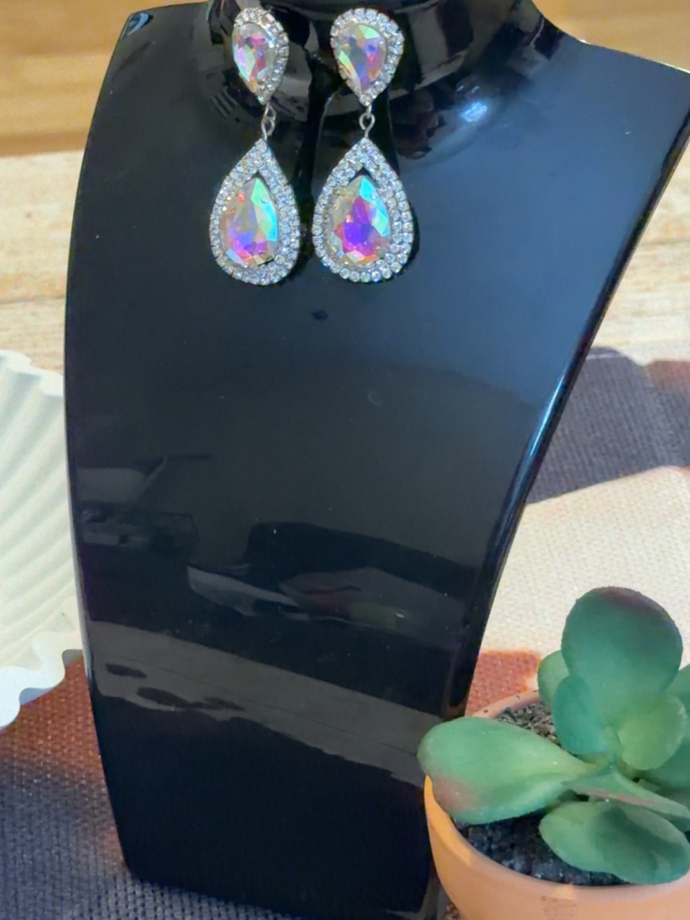 Source Unknown Iridescent Teardrop Dangle Earrings